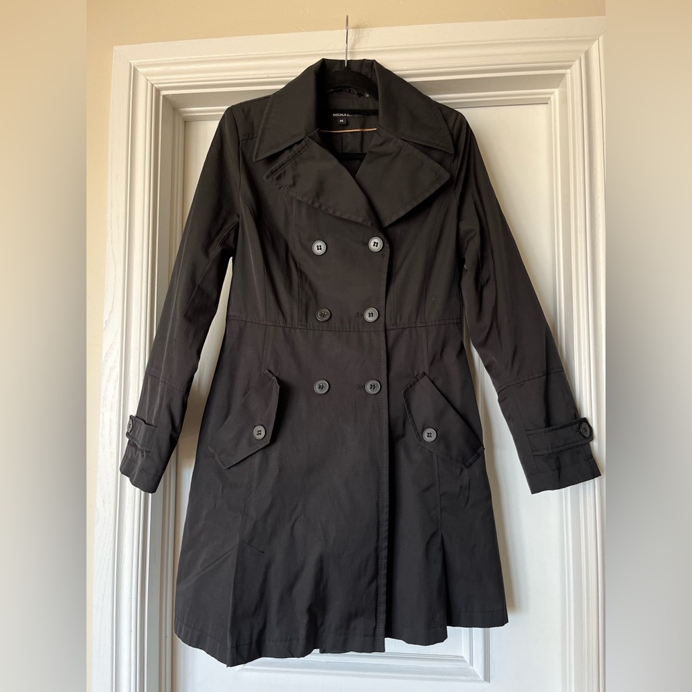 DKNY Women’s Size Medium Black Double Breasted Trench Coat Jacket